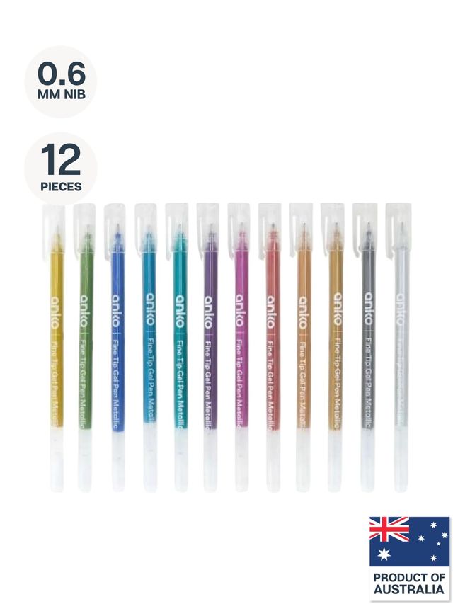 Anko Fine Tip Gel Pens Metallic Ink (12pcs) edamama